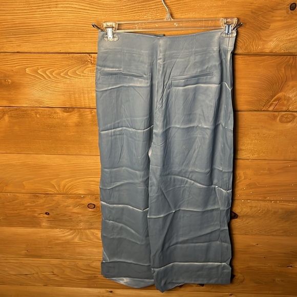 ZARA Women's Pleated Wide Leg Pants Md gray silver zip shiny pockets evening Y2K - Picture 5 of 9